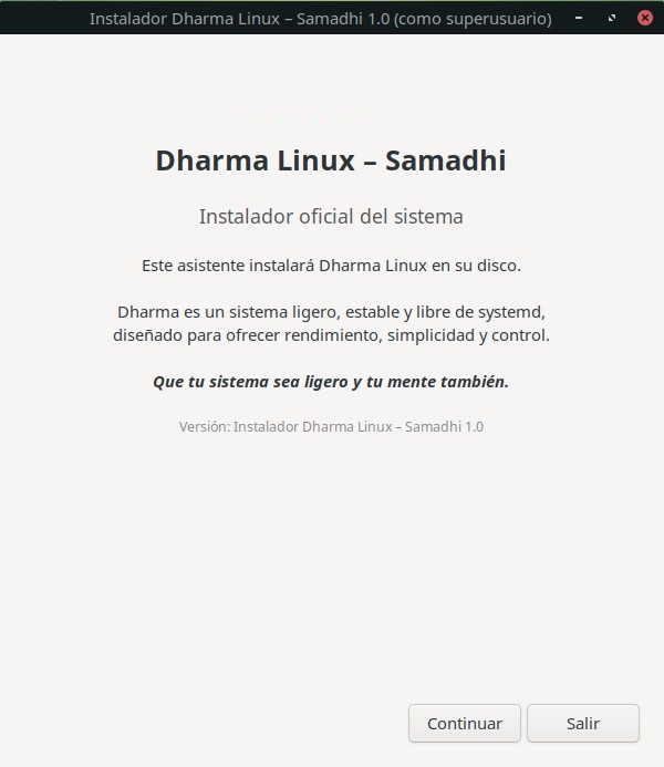 Instalador Dharma Linux Samadhi